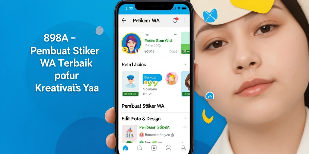Tampilan antarmuka 898A untuk membuat stiker WA yang menarik.