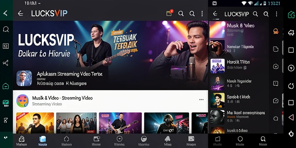 Tampilan antarmuka aplikasi LUCKSVIP untuk Streaming Video.
