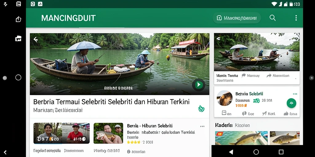 Antarmuka MANCINGDUIT menampilkan berita hiburan yang menarik.