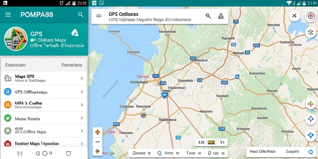 Screenshot antarmuka POMPA88 menampilkan fungsi GPS Offline Maps yang intuitif.