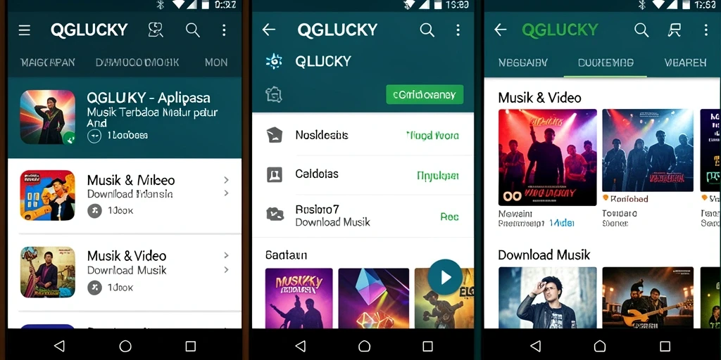 Antarmuka aplikasi QGLUCKY dengan fungsi Download Musik yang sederhana dan intuitif.