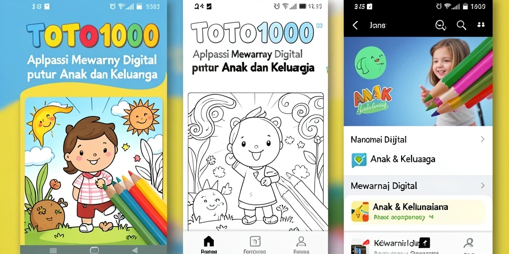 Tampilan antarmuka TOTO1000 saat anak mewarnai gambar.